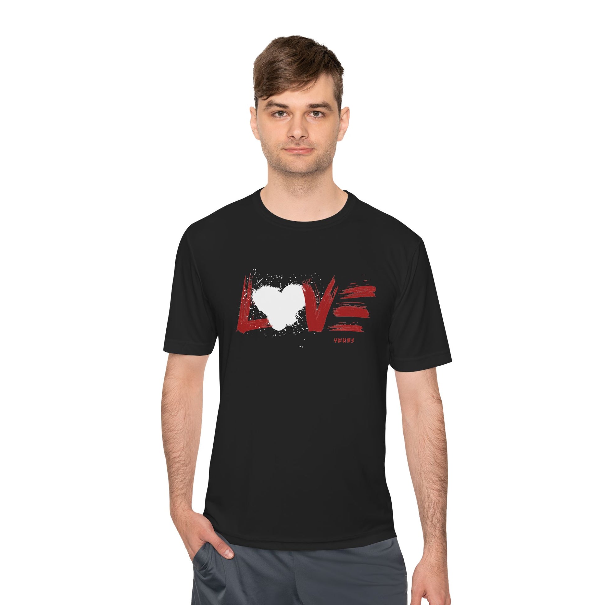 Unisex Love Moisture Wicking Tee for Active Lifestyle, Fitness Apparel, Gifts for Him/Her, Valentine’s Day Gift, Lightweight Workout Shirt