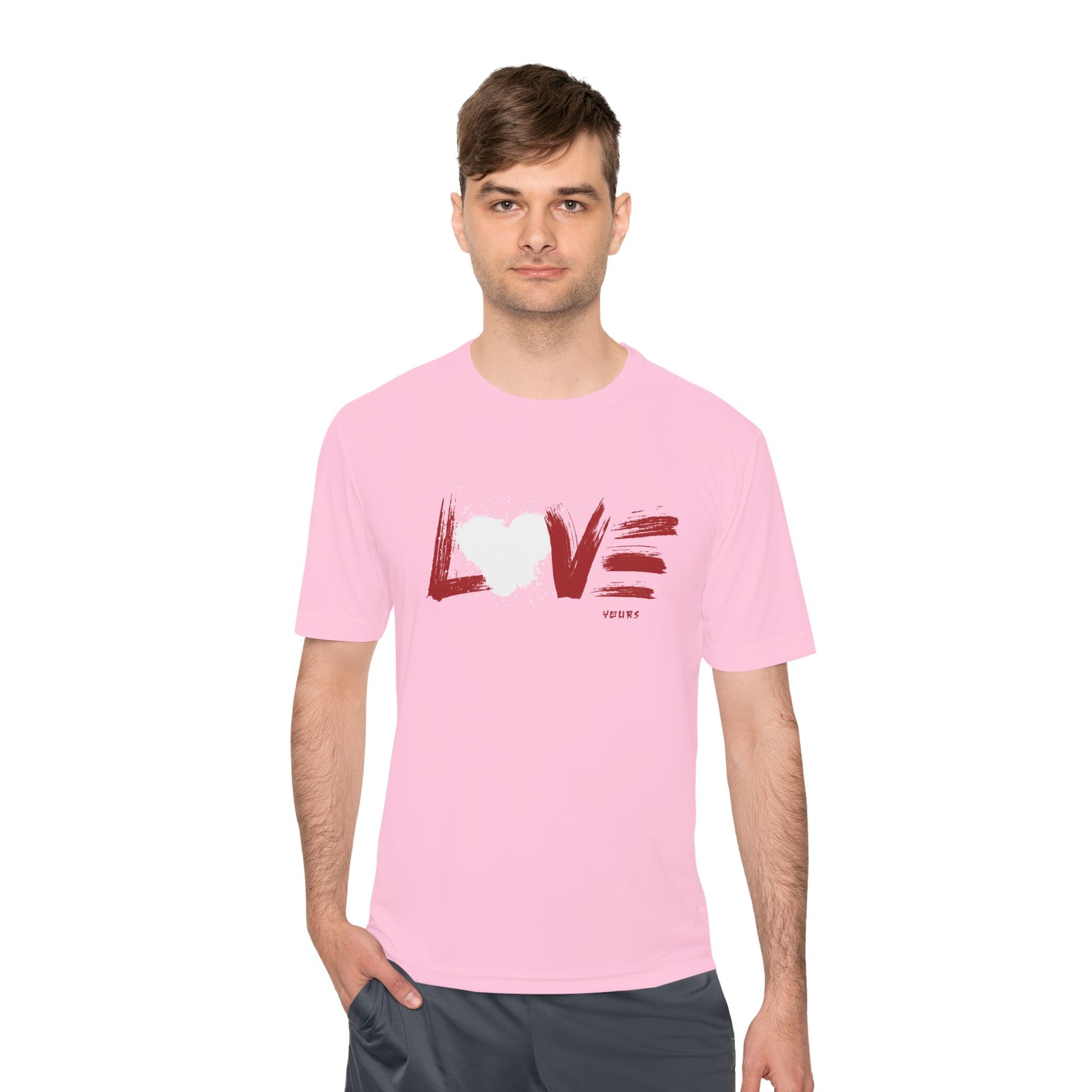 Unisex Love Moisture Wicking Tee for Active Lifestyle, Fitness Apparel, Gifts for Him/Her, Valentine’s Day Gift, Lightweight Workout Shirt