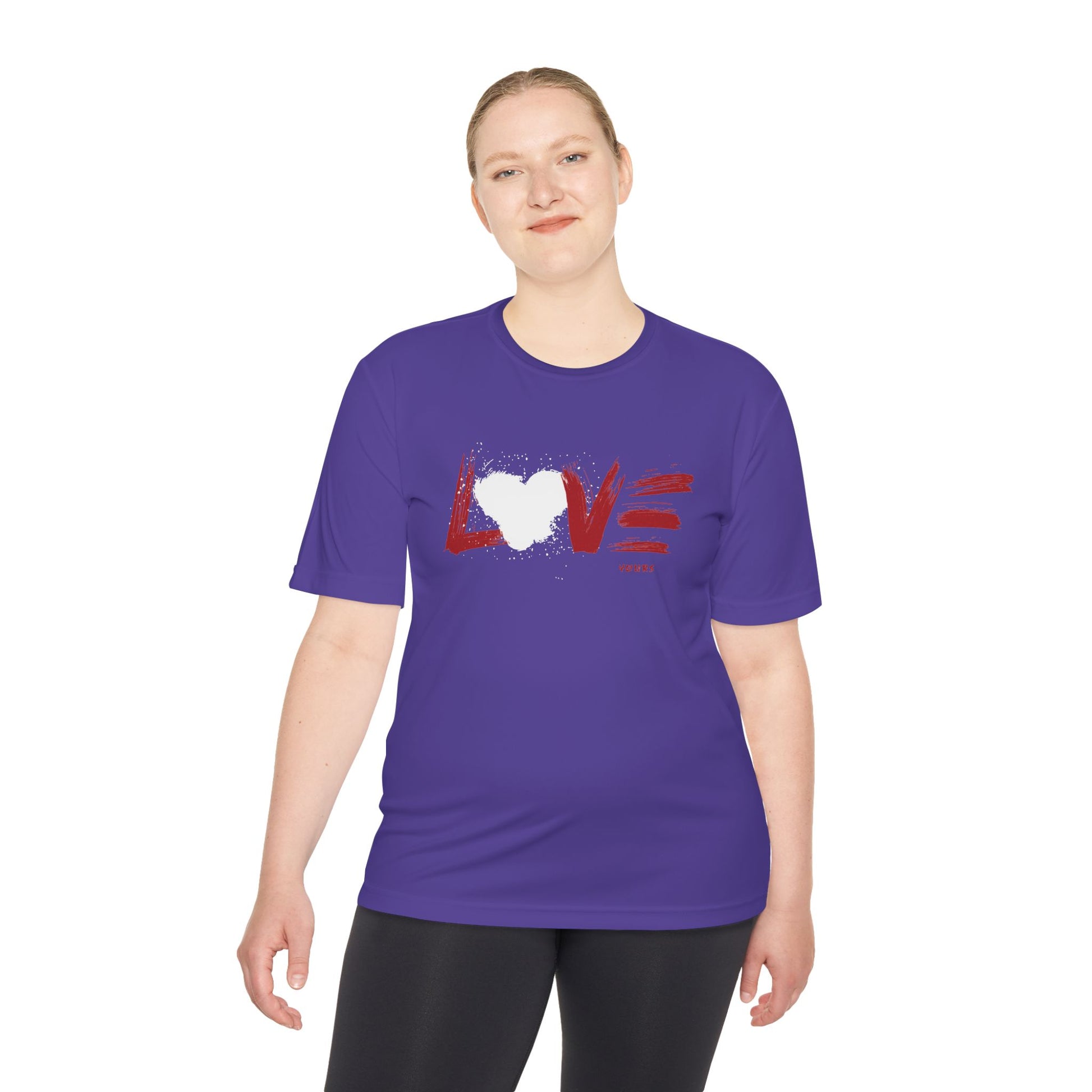 Unisex Love Moisture Wicking Tee for Active Lifestyle, Fitness Apparel, Gifts for Him/Her, Valentine’s Day Gift, Lightweight Workout Shirt