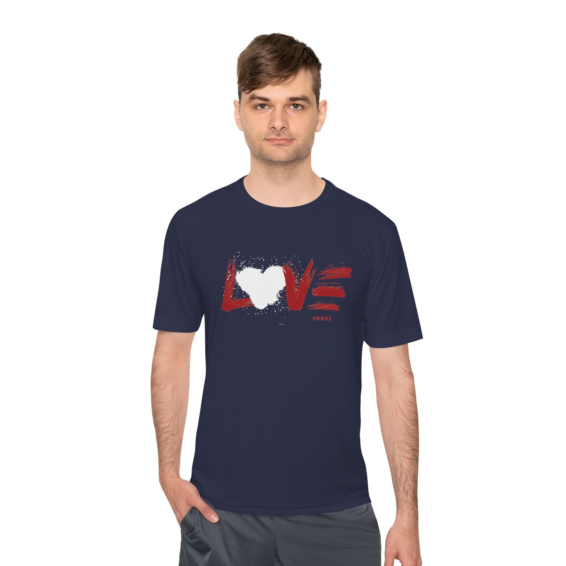 Unisex Love Moisture Wicking Tee for Active Lifestyle, Fitness Apparel, Gifts for Him/Her, Valentine’s Day Gift, Lightweight Workout Shirt
