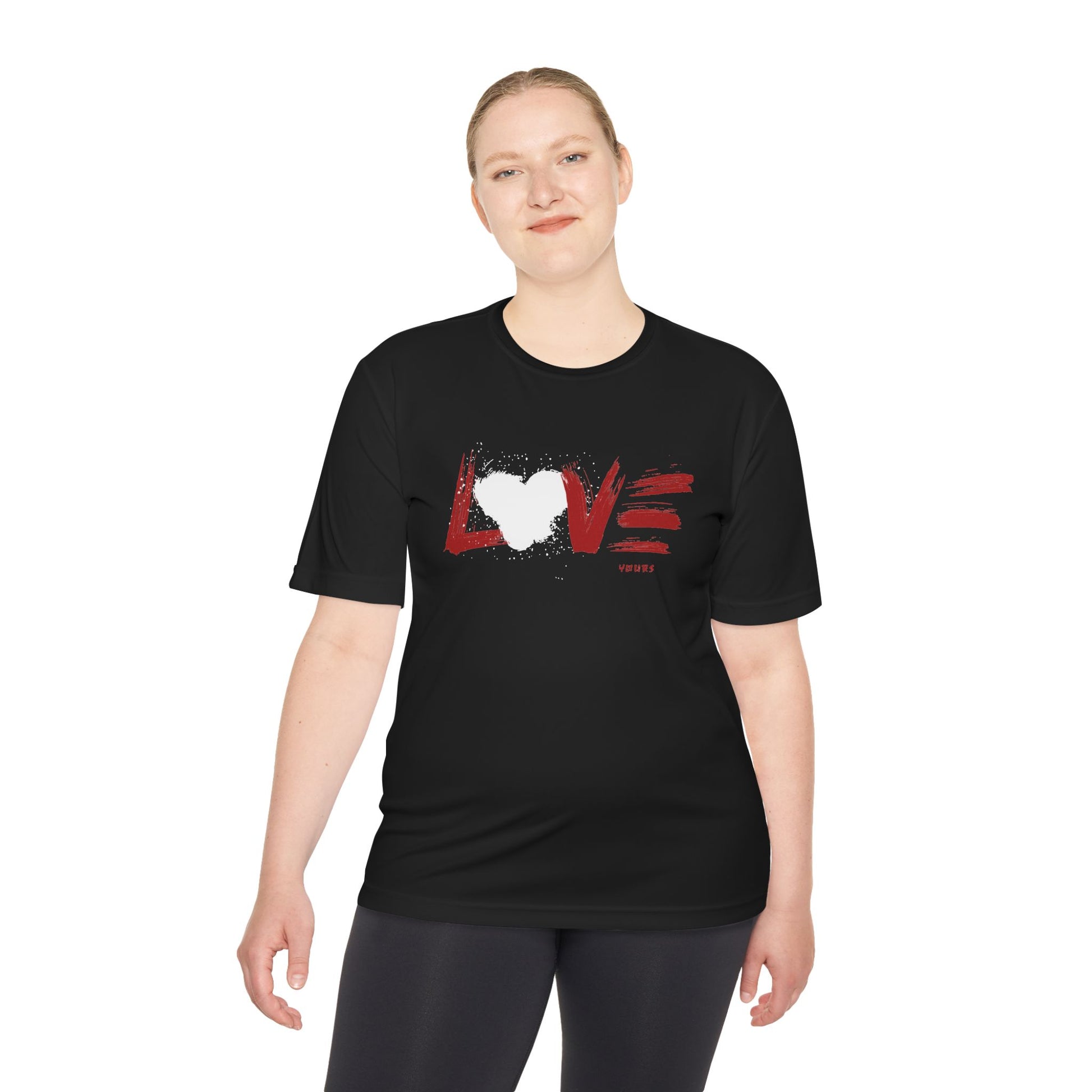 Unisex Love Moisture Wicking Tee for Active Lifestyle, Fitness Apparel, Gifts for Him/Her, Valentine’s Day Gift, Lightweight Workout Shirt