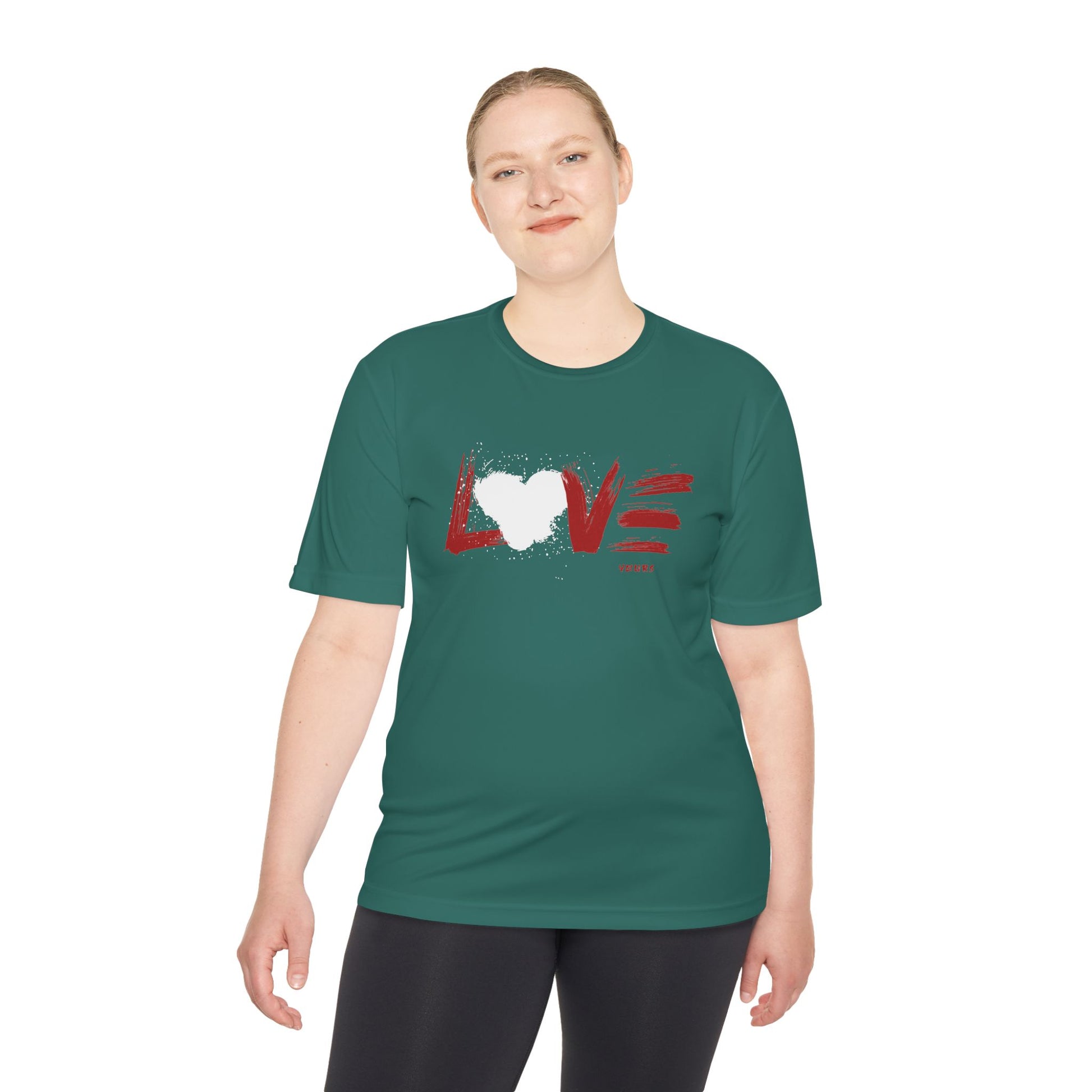 Unisex Love Moisture Wicking Tee for Active Lifestyle, Fitness Apparel, Gifts for Him/Her, Valentine’s Day Gift, Lightweight Workout Shirt