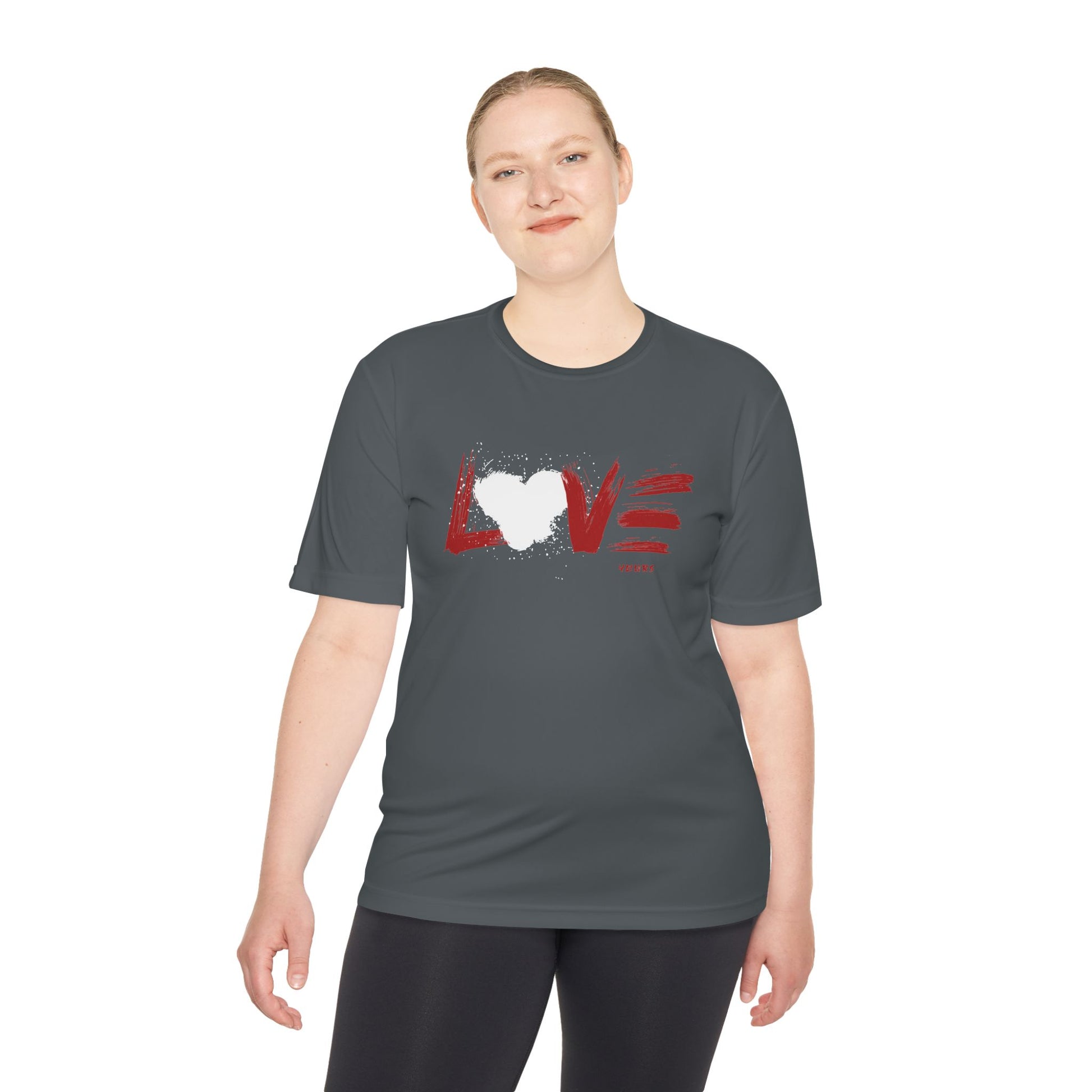 Unisex Love Moisture Wicking Tee for Active Lifestyle, Fitness Apparel, Gifts for Him/Her, Valentine’s Day Gift, Lightweight Workout Shirt