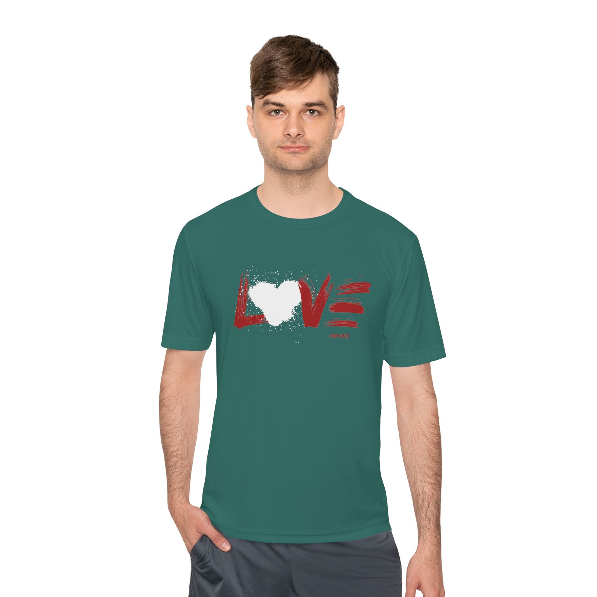 Unisex Love Moisture Wicking Tee for Active Lifestyle, Fitness Apparel, Gifts for Him/Her, Valentine’s Day Gift, Lightweight Workout Shirt