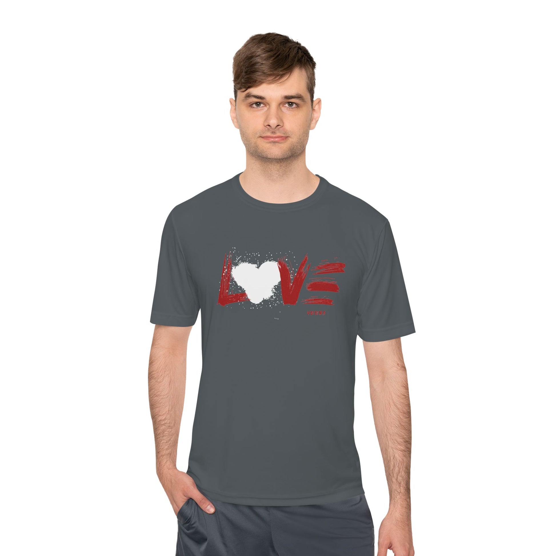 Unisex Love Moisture Wicking Tee for Active Lifestyle, Fitness Apparel, Gifts for Him/Her, Valentine’s Day Gift, Lightweight Workout Shirt
