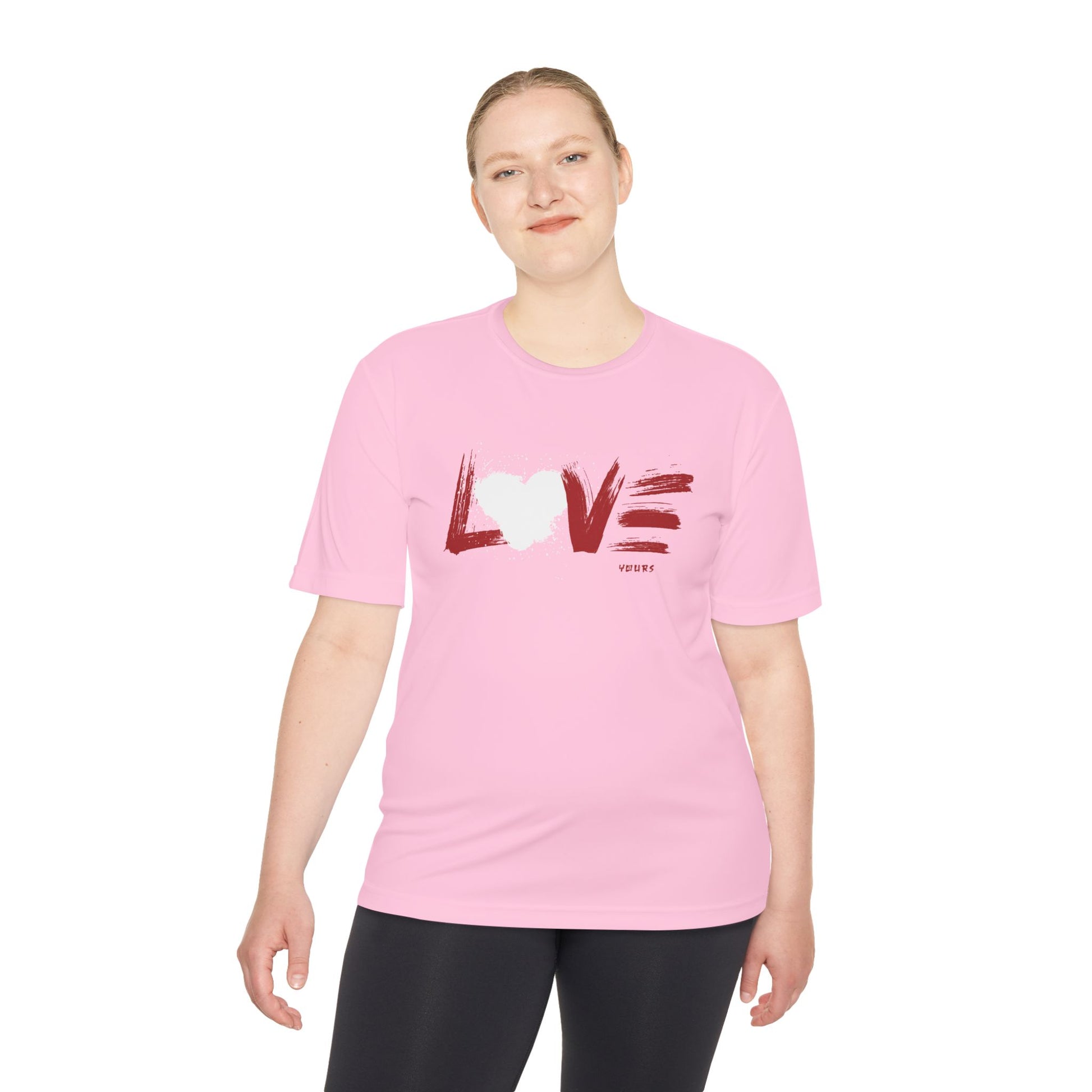 Unisex Love Moisture Wicking Tee for Active Lifestyle, Fitness Apparel, Gifts for Him/Her, Valentine’s Day Gift, Lightweight Workout Shirt