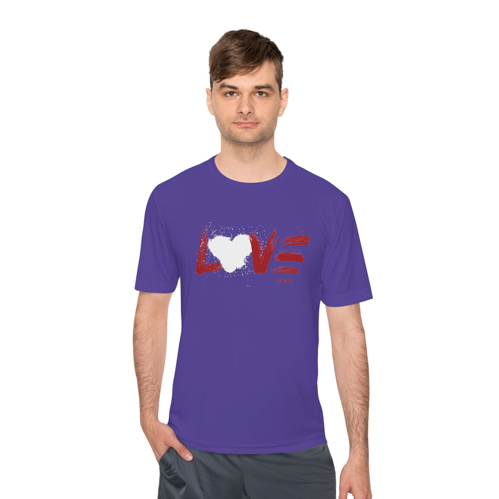Unisex Love Moisture Wicking Tee for Active Lifestyle, Fitness Apparel, Gifts for Him/Her, Valentine’s Day Gift, Lightweight Workout Shirt